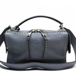 Fendi Selleria Ray Handbag Shoulder Bag Blue Leather